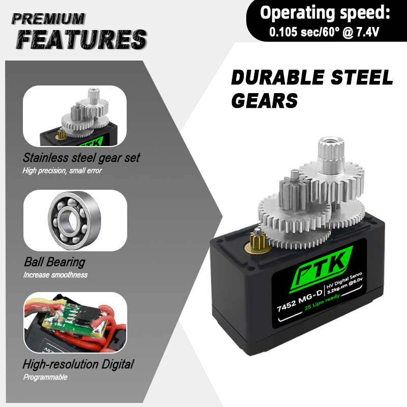 سيرفو رقمي PTK 7452 MG-D 9 جرا - مراجعة Rc Helicopter Parts وسعره